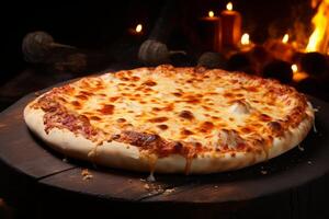 ai gegenereerd smeltend paddestoel kaas heet pizza. genereren ai foto
