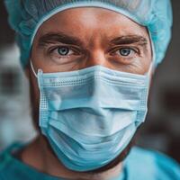 ai gegenereerd vastbesloten gezondheidszorg professioneel in ppe foto