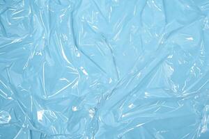 blauw Doorzichtig plastic textuur, eco vriendelijk nylon- polyethyleen inpakken voor plastic vrij leven foto