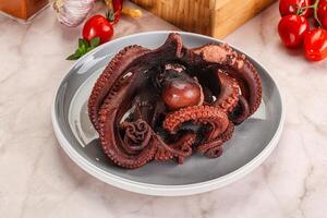 gekookt heerlijk Octopus in de kom foto