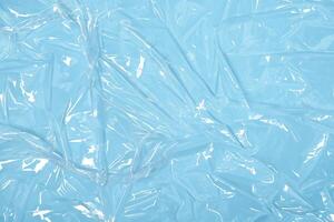 blauw Doorzichtig plastic textuur, eco vriendelijk nylon- polyethyleen inpakken voor plastic vrij leven foto