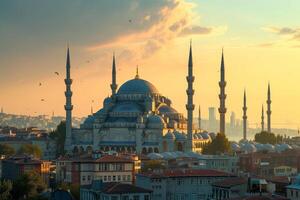 ai gegenereerd stad horizon van Istanbul foto