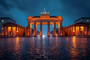 ai gegenereerd stad horizon van berlijn, waar de Brandenburg poort foto