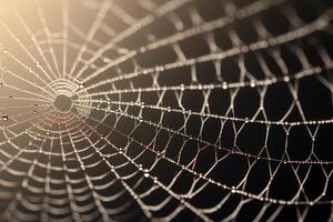 ai gegenereerd de delicaat filigraan van een spinnen web. generatief ai foto