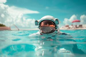 ai gegenereerd verfrissend astronaut zwembad zomer water. genereren ai foto