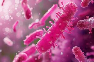 ai gegenereerd microscopisch bacterie macro roze biologisch. genereren ai foto