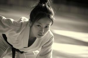 ai gegenereerd Aziatisch vrouw judo. genereren ai foto