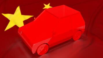 de auto Aan China vlag voor bedrijf of vervoer concept 3d weergave. foto