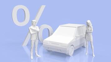 de auto en procent symbool voor automotive financiën concept 3d weergave. foto