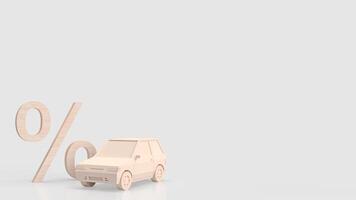 de auto en procent symbool voor automotive financiën concept 3d weergave. foto