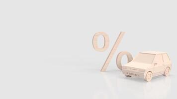 de auto en procent symbool voor automotive financiën concept 3d weergave. foto