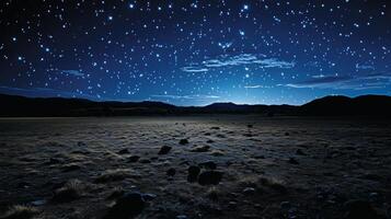 ai gegenereerd adembenemend sterrenhemel nacht lucht over- woestijn landschap, spectaculair astronomie visie met Doorzichtig sterren foto