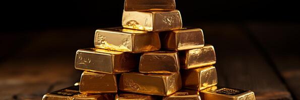 ai gegenereerd stack van goud bars symboliseert rijkdom en financieel veiligheid voor concepten en achtergronden foto
