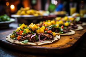 ai gegenereerd heerlijk taco's al voorganger - authentiek Mexicaans straat voedsel, smakelijk en smakelijk keuken foto