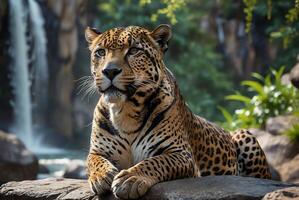 ai gegenereerd jaguar - dier, jaguar in de oerwoud, mooi schot van een Afrikaanse luipaard - jaguar foto