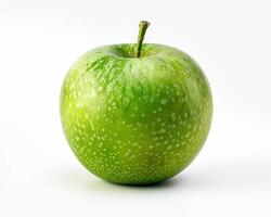 ai gegenereerd vers groen appel fruit geïsoleerd Aan wit achtergrond. detailopname schot. foto