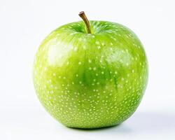 ai gegenereerd vers groen appel fruit geïsoleerd Aan wit achtergrond. detailopname schot. foto
