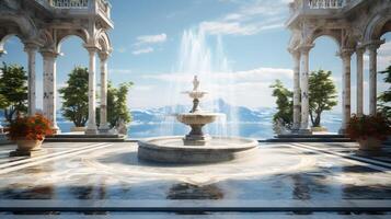 ai gegenereerd marmeren fonteinen achtergrond foto