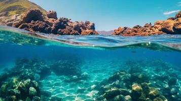 ai gegenereerd oceaan snorkelen avontuur achtergrond foto