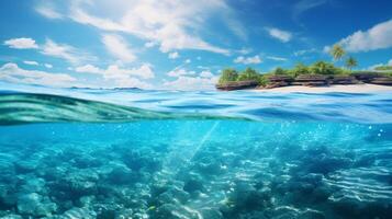 ai gegenereerd oceaan tropisch paradijs achtergrond foto