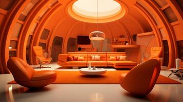 ai gegenereerd oranje interieur ontwerp foto