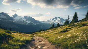 ai gegenereerd perfect voor wandelen en buitenshuis avontuur promoties foto