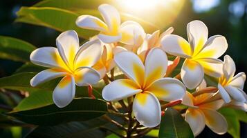 ai gegenereerd plumeria achtergrond foto