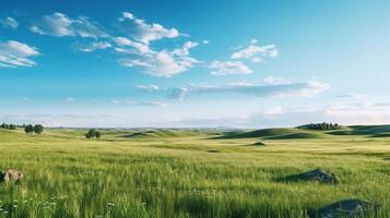 ai gegenereerd prairie grasland landschap achtergrond foto