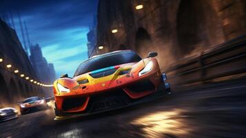 ai gegenereerd racing spel achtergrond foto