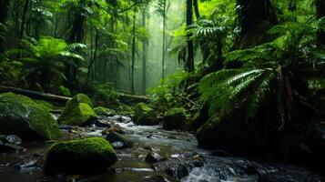 ai gegenereerd regenwoud en tropisch regen achtergrond foto