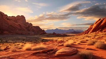ai gegenereerd rood rots woestijn natuur achtergrond foto