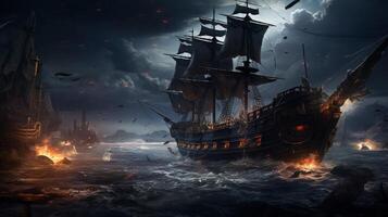 ai gegenereerd piraten spel achtergrond foto