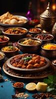 ai gegenereerd Ramadhan Arabisch iftar voedsel foto