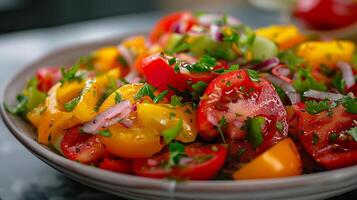 ai gegenereerd een levendig salade vers en kleurrijk foto