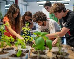 ai gegenereerd in de jeugd klimaat laboratorium levendig ideeën bloesem foto