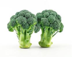 ai gegenereerd een stapel van broccolis geïsoleerd Aan wit achtergrond. detailopname schot foto