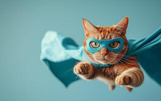 ai gegenereerd superheld kat in vlucht foto