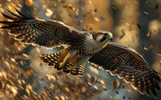 ai gegenereerd slechtvalk valk in herfst vlucht foto