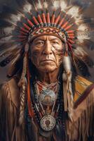 ai gegenereerd portret van een inheems Amerikaans chef foto