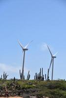 elektriciteit geproduceerd door windmolens en gebruik maken van wind macht foto