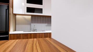 leven kamer, keuken, interieur, hout patroon, sofa in de dezelfde kleur net zo een appartement. foto