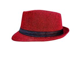 rood strand hoed geïsoleerd Aan een wit achtergrond foto
