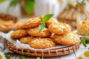 ai gegenereerd kue kastengel koekjes. Indonesisch traditioneel eid koekjes, kue Lebaran foto