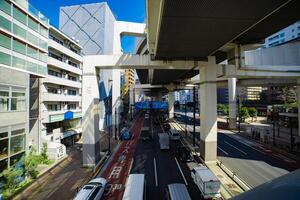 een verkeer jam Bij de stad straat in tokyo breed schot foto