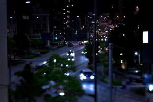 een nacht miniatuur verkeer jam Bij yamaate Laan in tokyo foto