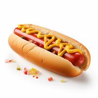 ai gegenereerd hotdog geïsoleerd. Fast food foto