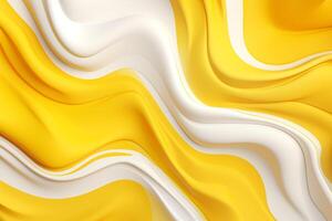 ai gegenereerd wit en geel vloeistof vormen abstract achtergrond foto