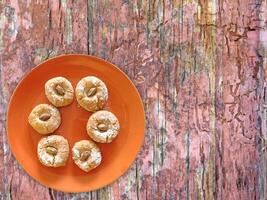 koekjes op de houten achtergrond foto