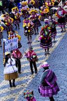 cusco, Peru, 2015 - inti straalmi viering Peru zuiden Amerika 2015 foto