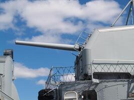 Boston, ma, 2008 - kant visie vijf inch geweer wereld oorlog ii slagschip foto